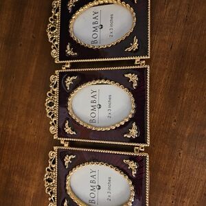 Bombay Gold and Wine Color  Triple Frame 2 X 3 Inches